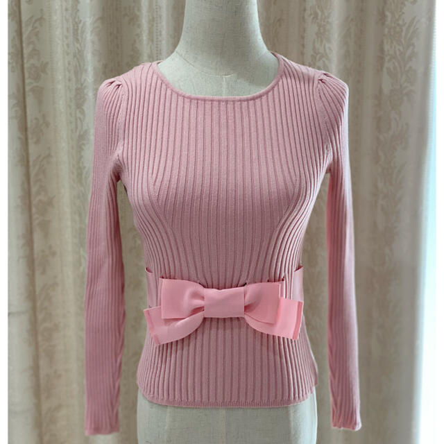 売りオーダー エムズグレイシー♡定番リボンニット♡ピンク♡38