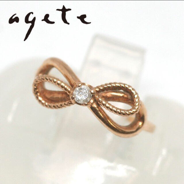 agete(アガット)のアガット♡ピンキーリング リボン୨୧ ダイヤ レディースのアクセサリー(リング(指輪))の商品写真