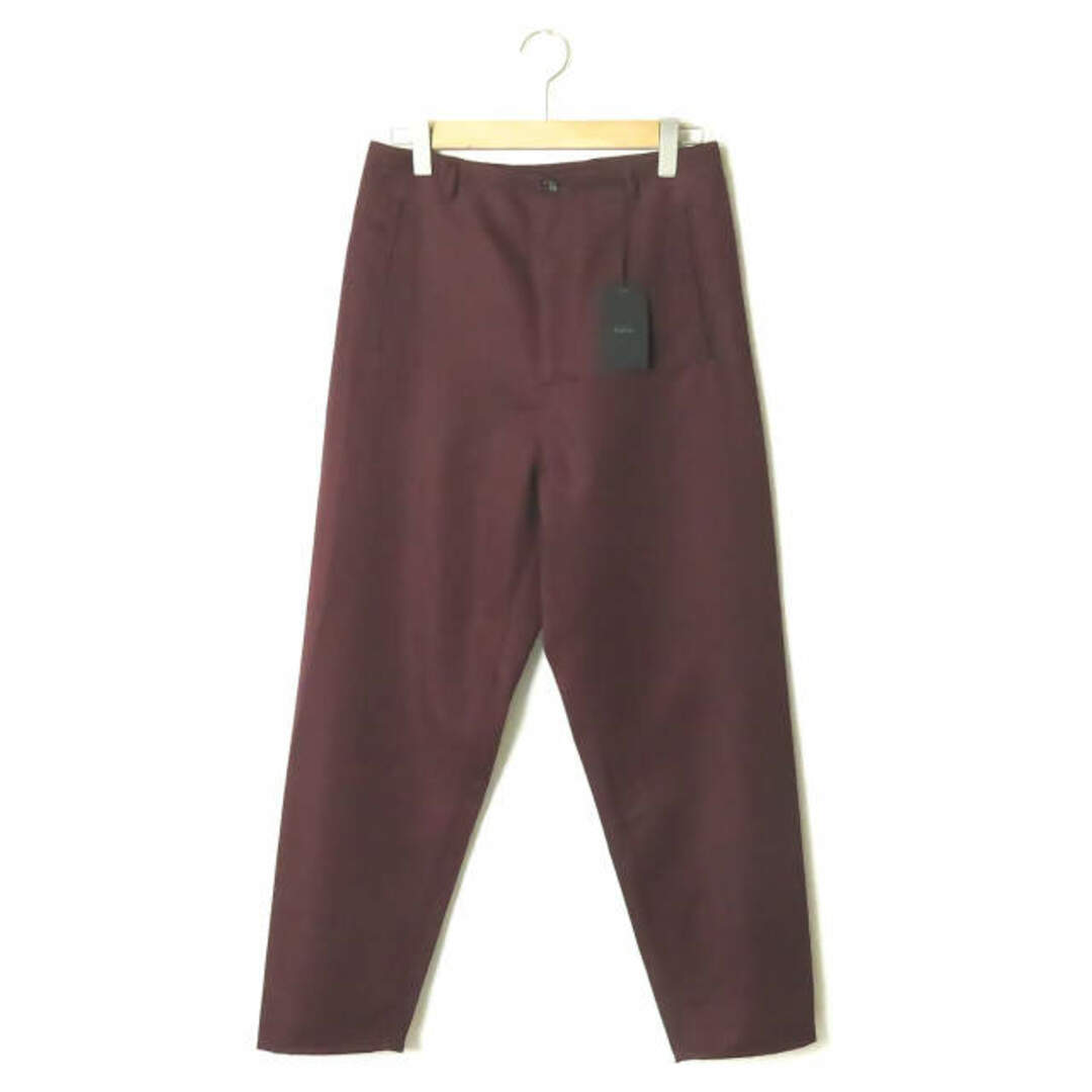 約41cm股上bukht ブフト 19AW 日本製 NO SEAM PANTS HIGH DENSITY POLYESTER TWILL ノーシーム ワイドテーパードパンツ BV-35801 3(L) バーガンディ スタプレ スラックス ボトムス【新古品】【bukht】