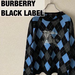 バーバリーブラックレーベル(BURBERRY BLACK LABEL)のBURBERRY BLACK LABEL アーガイル柄ニット ビッグロゴ(ニット/セーター)