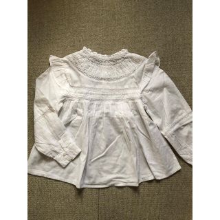 ザラキッズ(ZARA KIDS)の未使用! zara kids ザラキッズ レースフリルブラウス 白 116cm(ブラウス)