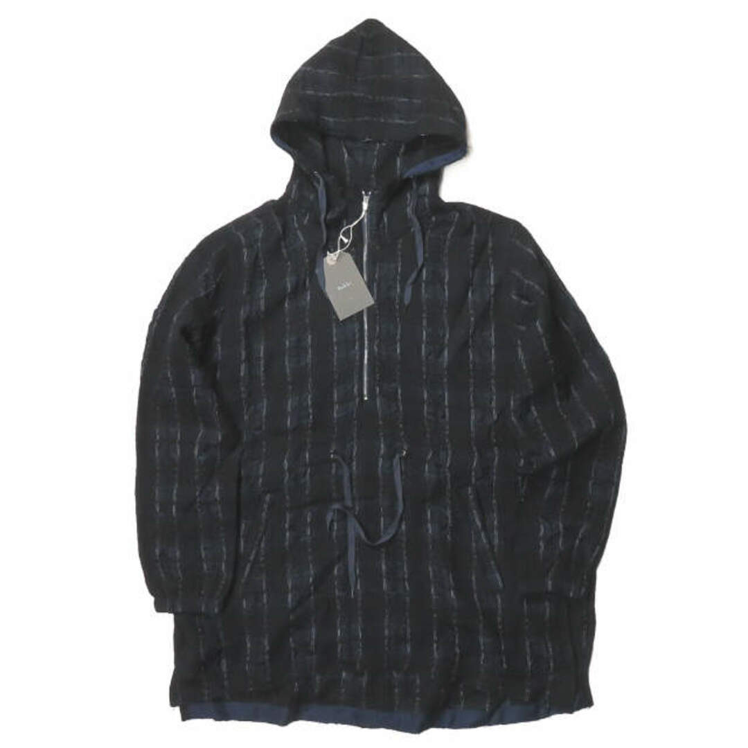 bukht ブフト 日本製 CHECK LONG ANORAK チェック ロングアノラック B-92608 0(S) ネイビー パーカー フード コート ジャケット ブルゾン アウター【新古品】【bukht】約47cm身幅