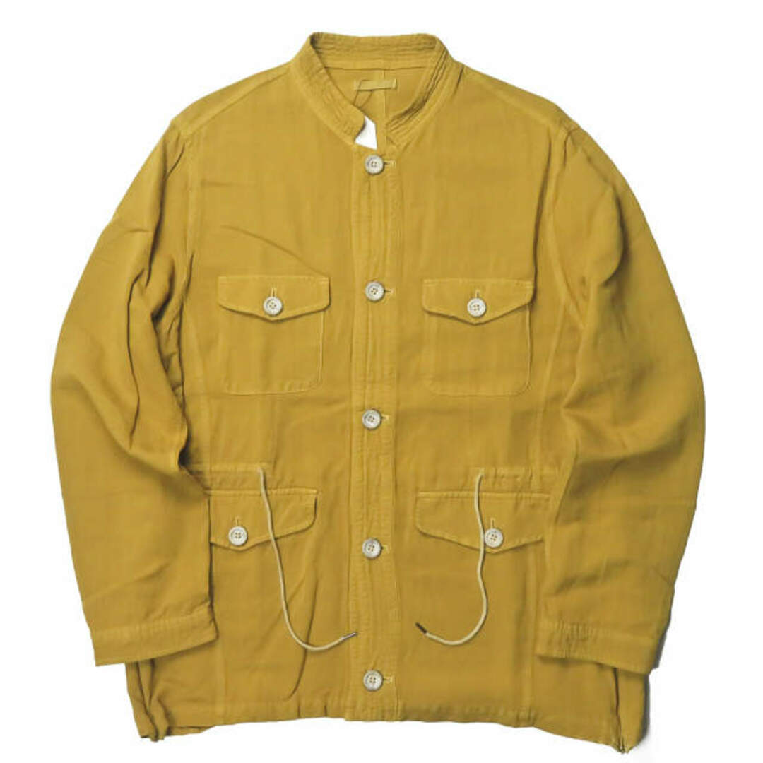 新価格版 bukht ブフト 日本製 SAFARI JACKET サファリジャケット B-M91405 3(L) MUSTARD ノーカラ 