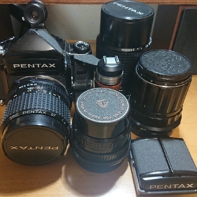 PENTAX67 ジャンク 木製グリップ付き