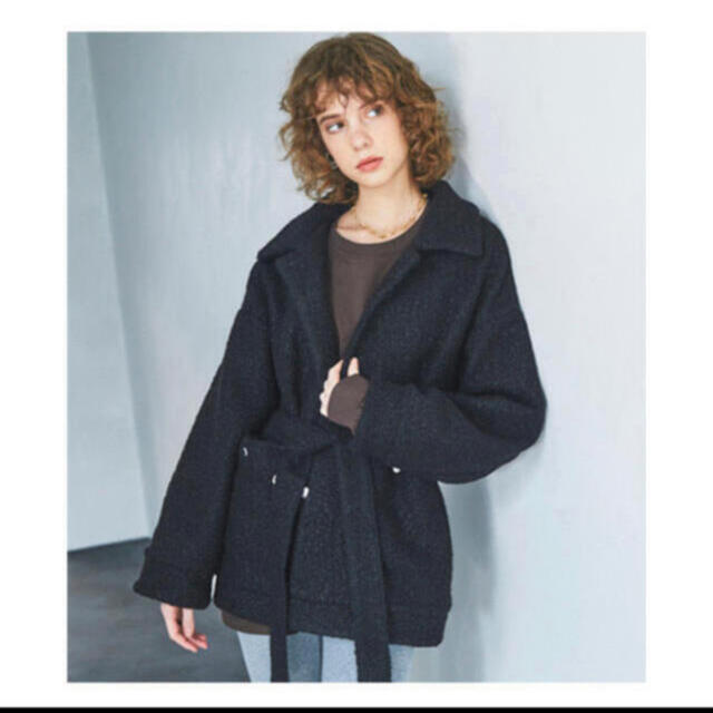 Curling Bore Middle Coat  JUEMI