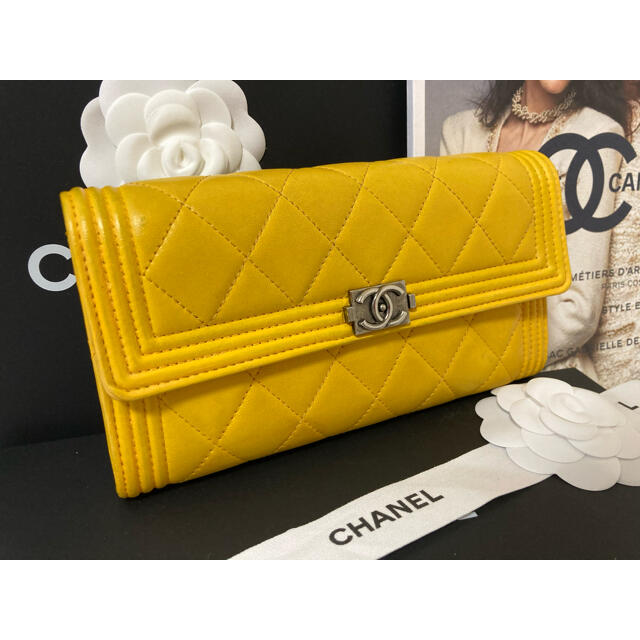 【20番台】CHANEL シャネル　ボーイシャネル　長財布　イエロー