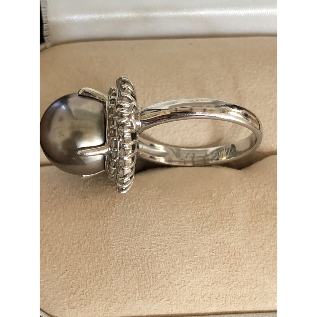 美品　南洋真珠パール　pt900 ダイヤ取り巻きリング　指輪