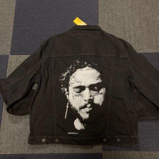 エイチアンドエム(H&M)の新品 レア コラボデザイン Post Malone デニムジャケット 黒 M(Gジャン/デニムジャケット)