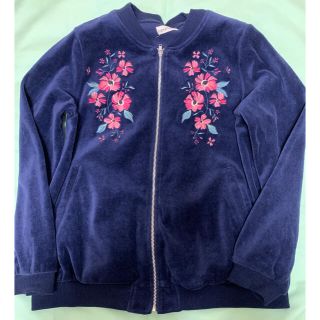 ブランシェス(Branshes)のブランシェス　ブルゾン　ベロア　花柄　紺　150(ジャケット/上着)