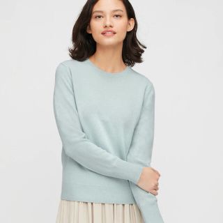 ユニクロ(UNIQLO)のユニクロカシミア100％水色今期(ニット/セーター)