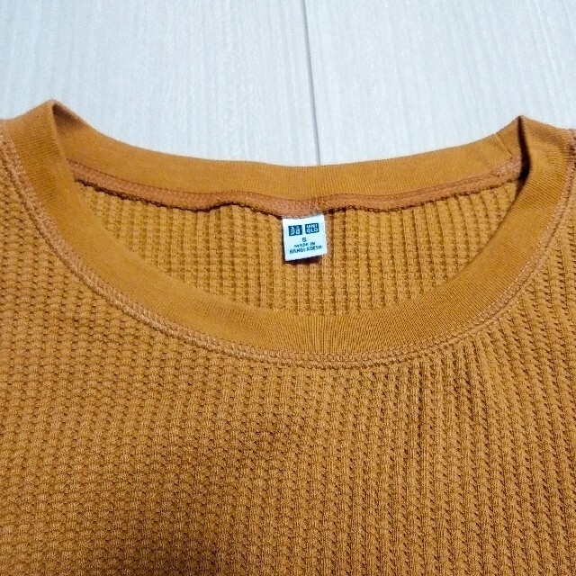 UNIQLO(ユニクロ)のUNIQLO ワッフルクルーネックT（半袖) ブラウン レディースのトップス(Tシャツ(半袖/袖なし))の商品写真