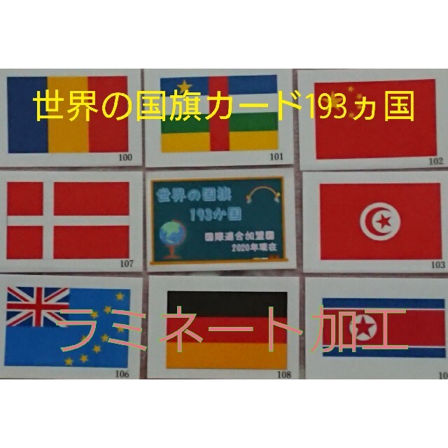 国旗カード暗記 2021年現在国際連合加盟国　193ヵ国　ラミネート仕様 キッズ/ベビー/マタニティのおもちゃ(知育玩具)の商品写真