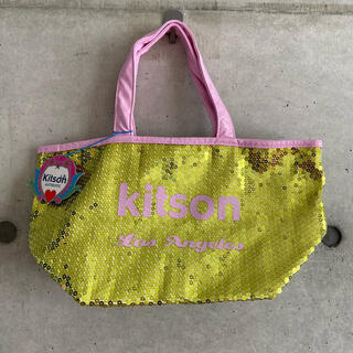 キットソン(KITSON)の★キットソン★キラキラ スパンコール バッグ イエロー×ピンク 新品 未使用(ハンドバッグ)