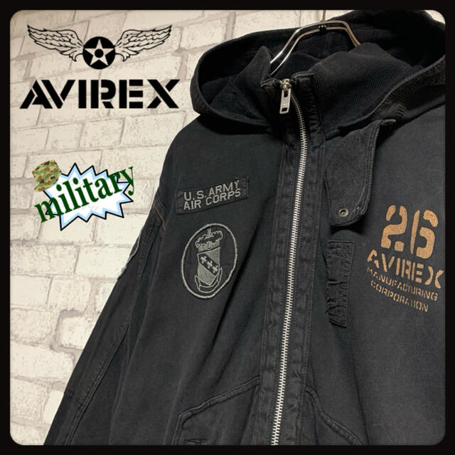 【ミリタリー】AVIREX アヴィレックス/ミリタリーフードジャケット ブルゾンミリタリージャケット