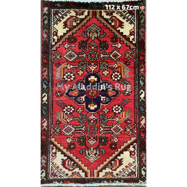 素晴らしい ハマダン産 112×67cm ペルシャ絨毯 ラグ