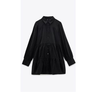 ザラ(ZARA)のZARA シャツワンピース  黒　Ｓサイズ(ひざ丈ワンピース)