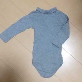 プチバトー(PETIT BATEAU)のプチバトー　長袖　ボディ　ロンパース　グレー　12m/74cm(ロンパース)