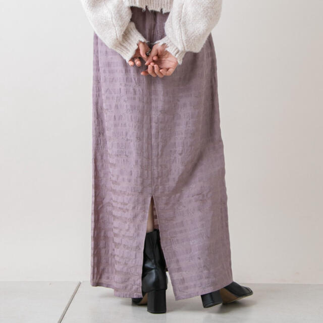 Kastane(カスタネ)のkastane 刺繍ジャガードスカート パープル レディースのスカート(ロングスカート)の商品写真