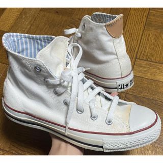 コンバース(CONVERSE)のコンバース　ハイカット　24.5cm  ストラップ　白　ホワイト　レザー(スニーカー)