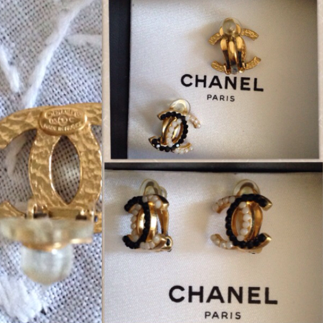CHANEL イヤリング 2色使い-