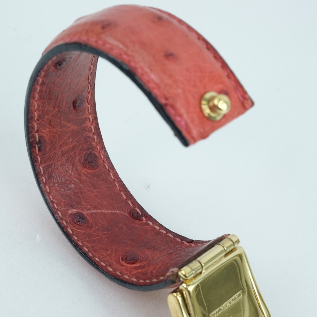 Gucci GUCCIグッチ ベルト バングル オーストリッチ×金メッキ 赤