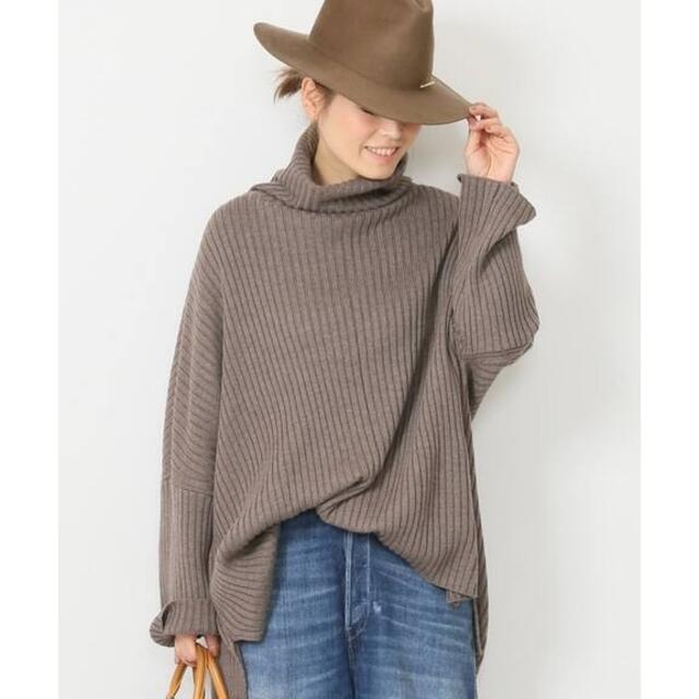 DEUXIEME CLASSE - Oversized rib タートルネックプルオーバー　ブラウン