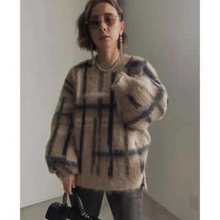 アメリヴィンテージ(Ameri VINTAGE)のアメリヴィンテージ　PAINT CHECK FLUFFY KNIT(ニット/セーター)