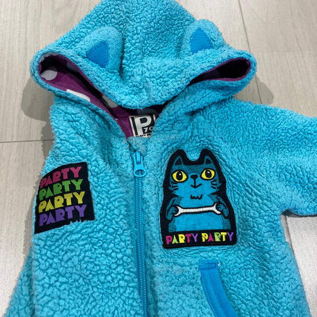 PARTYPARTY(パーティーパーティー)のネコ耳しっぽ付きカバーオール✩70 キッズ/ベビー/マタニティのベビー服(~85cm)(カバーオール)の商品写真