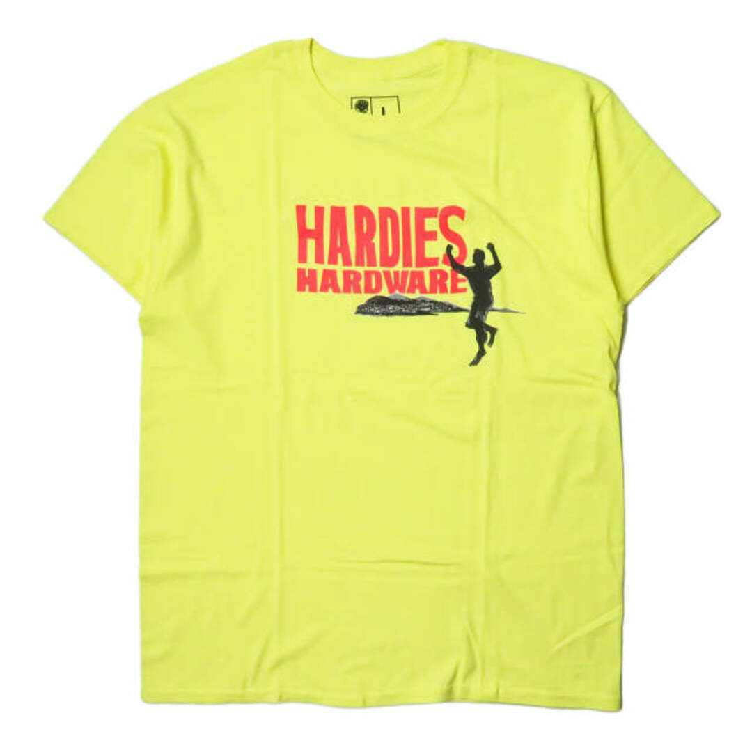 HARDIES HARDWARE ハーディーズ ハードウェア RUNNING MOUNTAINS TEE ロゴプリントクルーネックTシャツ L イエロー 半袖 コットン トップス【新古品】【中古】【HARDIES HARDWARE】 メンズのジャケット/アウター(ナイロンジャケット)の商品写真