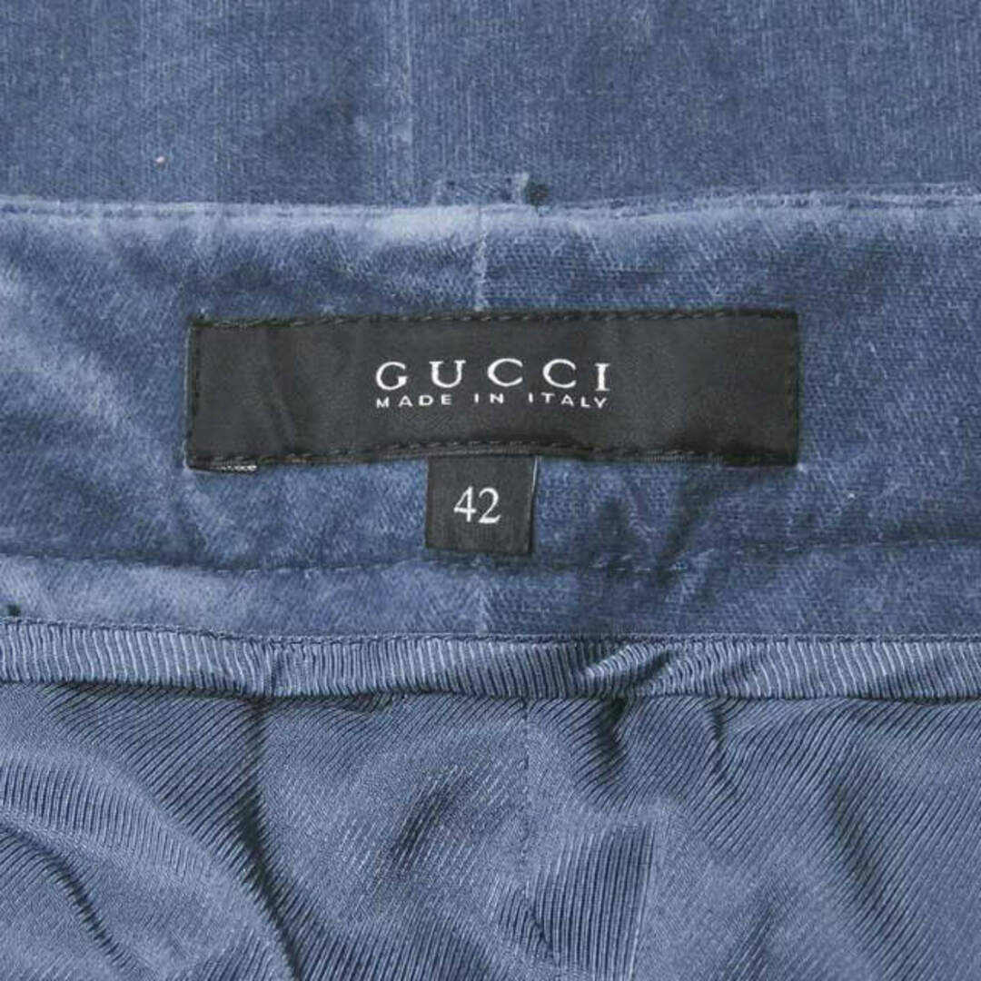 Gucci(グッチ)のGUCCI グッチ イタリア製 ストレッチベルベットタイトスカート 271269-ZK452 42 ネイビー ベロア ボトムス【中古】【GUCCI】 レディースのスカート(ひざ丈スカート)の商品写真