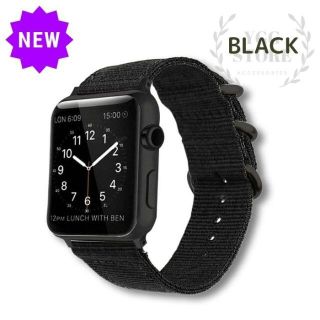 YGG★apple watch NATO軍 バンド ベルト 黒 42/44(その他)