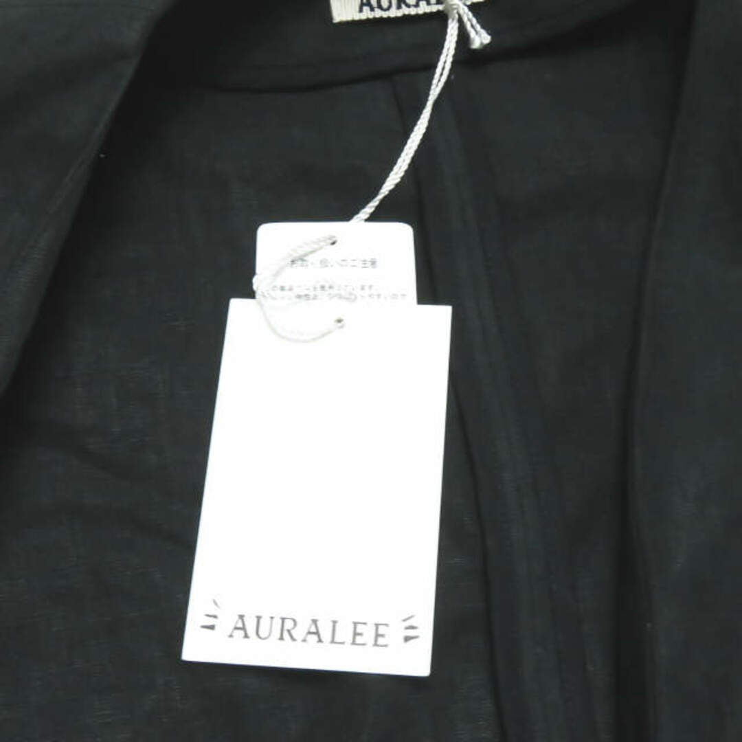 AURALEE(オーラリー)のAURALEE オーラリー 17SS 日本製 WASHED LINEN NO COLLAR COAT ウォッシュドリネンノーカラーコート A7SC04LP 0 ブラック アウター【中古】【AURALEE】 レディースのジャケット/アウター(ロングコート)の商品写真