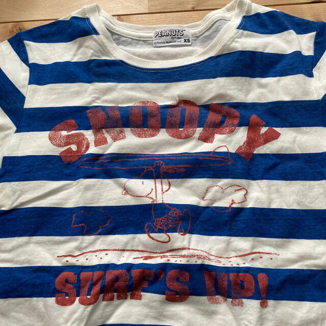 SNOOPY(スヌーピー)のスヌーピー Tシャツ 青白 ボーダー レディースのトップス(Tシャツ(半袖/袖なし))の商品写真