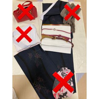 大島紬/正絹・袷/帯揚げ・帯締めセット(着物)