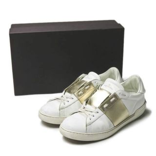 ヴァレンティノ(VALENTINO)のVALENTINO ヴァレンティノ イタリア製 HIDDEN OPEN レザースタッズローカットスニーカー LY0S0830 42.5(27.5cm) ホワイト/ゴールド レースアップ スニーカー シューズ【中古】【VALENTINO】(スニーカー)