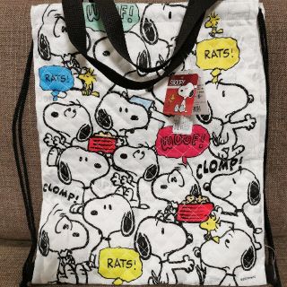 スヌーピー(SNOOPY)の【スヌーピー】キルトナップサック(ホワイト)(リュックサック)