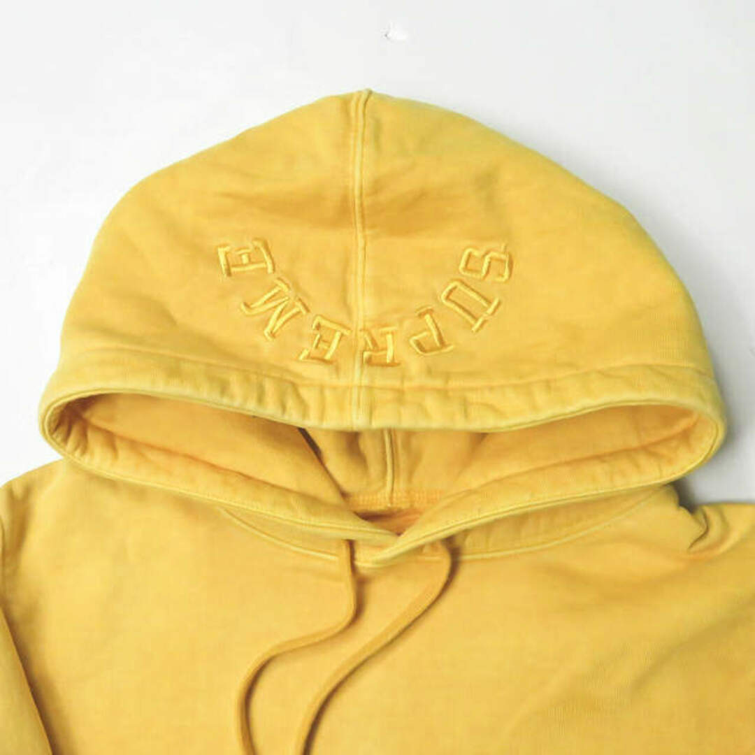 Supreme シュプリーム 17SS Overdyed Hooded Sweatshirt オーバーダイ スウェットプルオーバーパーカー S  イエロー フーディー フードロゴ刺繍 トップス【中古】【Supreme】