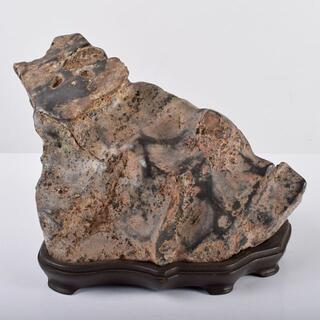 鑑賞石　天然石　古谷石　置物　重さ約10kg　唐木台付　C　R3254B(彫刻/オブジェ)