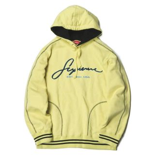 シュプリーム(Supreme)のSupreme シュプリーム 19SS Contrast Embroidered Hooded Sweatshirt コントラストロゴ刺繍 スウェットプルオーバーパーカー M Pale Yellow 長袖 ステッチ イエロー トップス【中古】【Supreme】(パーカー)