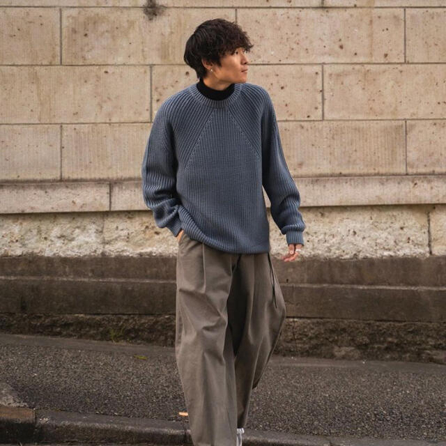 トップスBATONER SIGNATURE CREW NECK グレイブルー