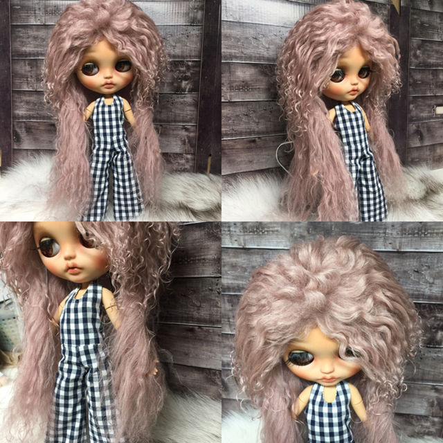 blythe_w-162スモークピンクロング三つ編み✨チベットラムウィッグ 1