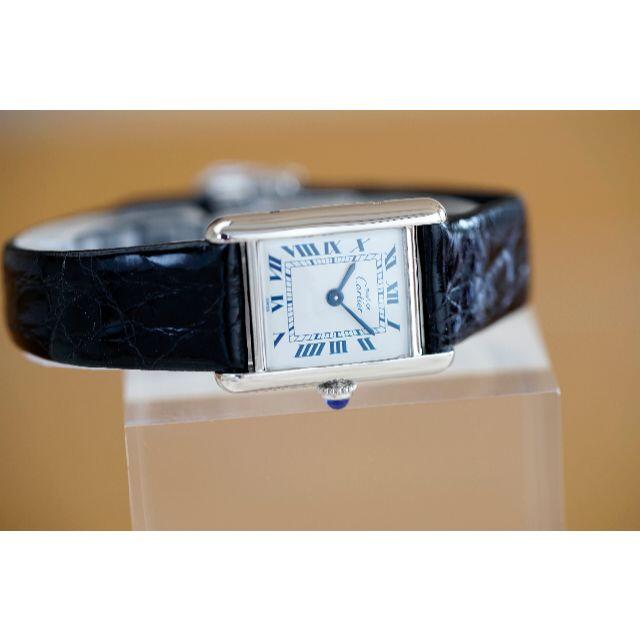 美品 カルティエ マスト タンク シルバー ブルーローマン SM Cartier