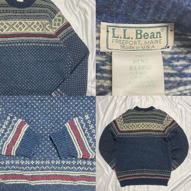 L.L.Bean(エルエルビーン)の名作　L.L.Bean エルエルビーン　バーズアイ　ニット　セーター　総柄 メンズのトップス(ニット/セーター)の商品写真