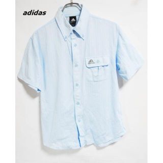 アディダス(adidas)のadidas アディダス 半袖シャツ Mサイズ 水色 ボタンダウン メンズ(シャツ)