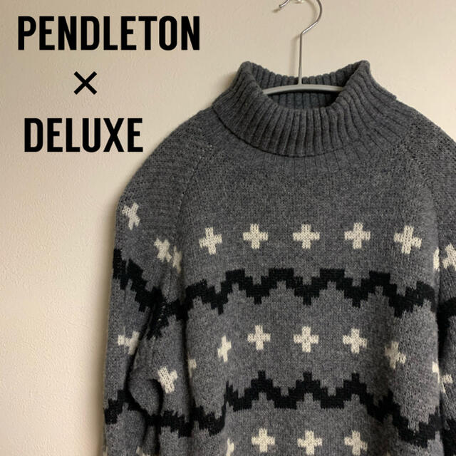 【PENDLETON✖️DELUXE】ノルディック柄　タートルネック　メンズ　S