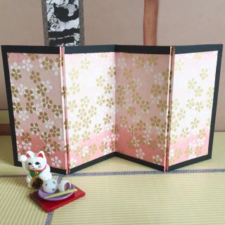 ハンドメイド☆ミニ屏風 友禅紙使用 ⑨(ミニチュア)