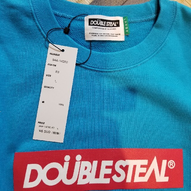 DOUBLE STEAL(ダブルスティール)の❄️DOUBLESTEAL❄️新品水色メンズトレーナーL❄️定価6500円❄️ メンズのトップス(スウェット)の商品写真