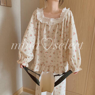 コットンフリルのガーリールームウェア♡可愛いパジャマ♡韓国レディースファッション(ルームウェア)