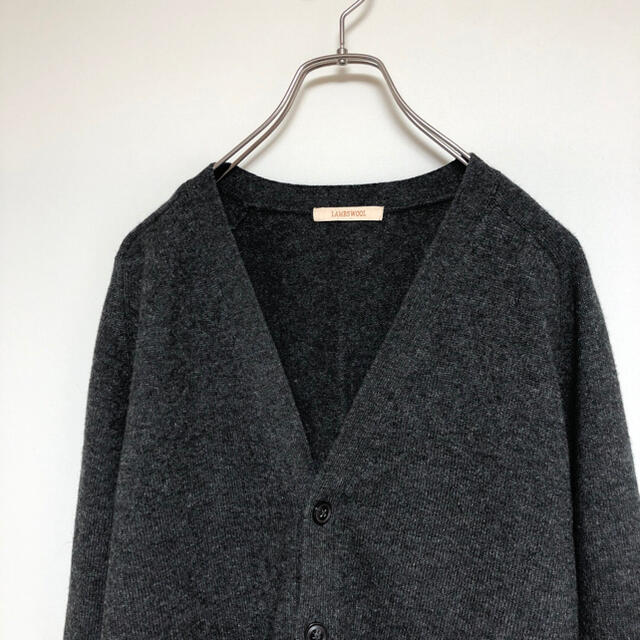 LAMBSWOOL wool100% cardigan gray black メンズのトップス(カーディガン)の商品写真