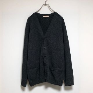 LAMBSWOOL wool100% cardigan gray black(カーディガン)